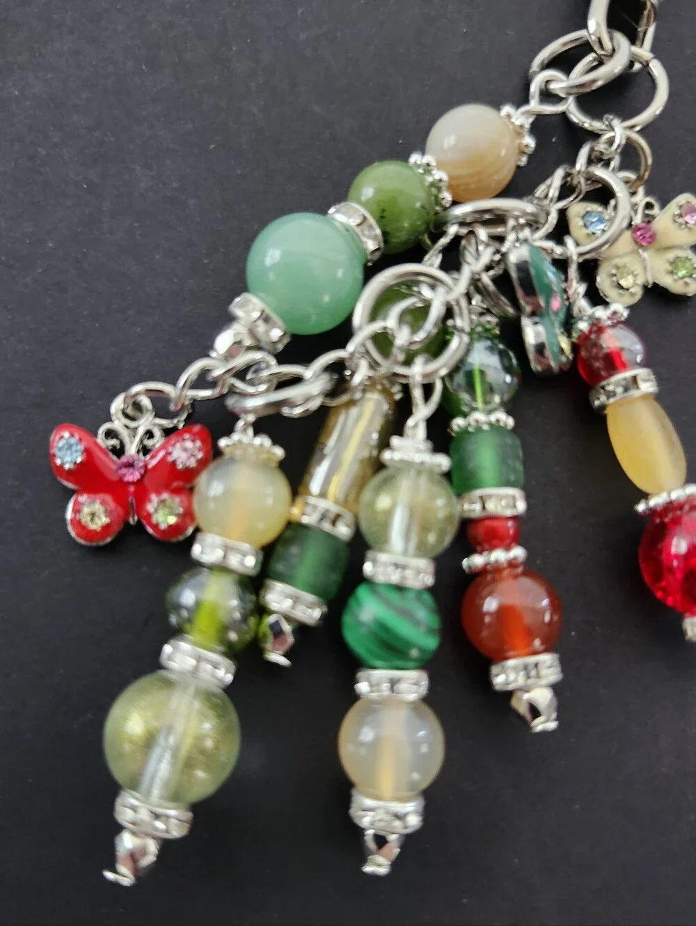 Butterfly Purse Charm or Keychain Carnelian Aventurine Handcrafted